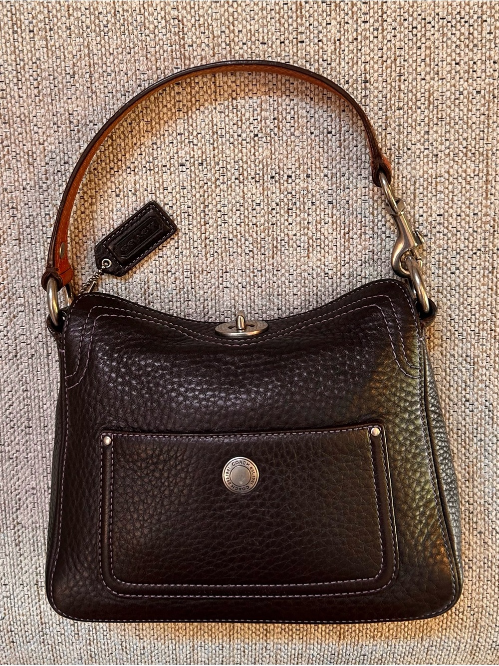 Coach Chelsea Turnlock Fold Top Small Chocolate Brown Hobo Bag